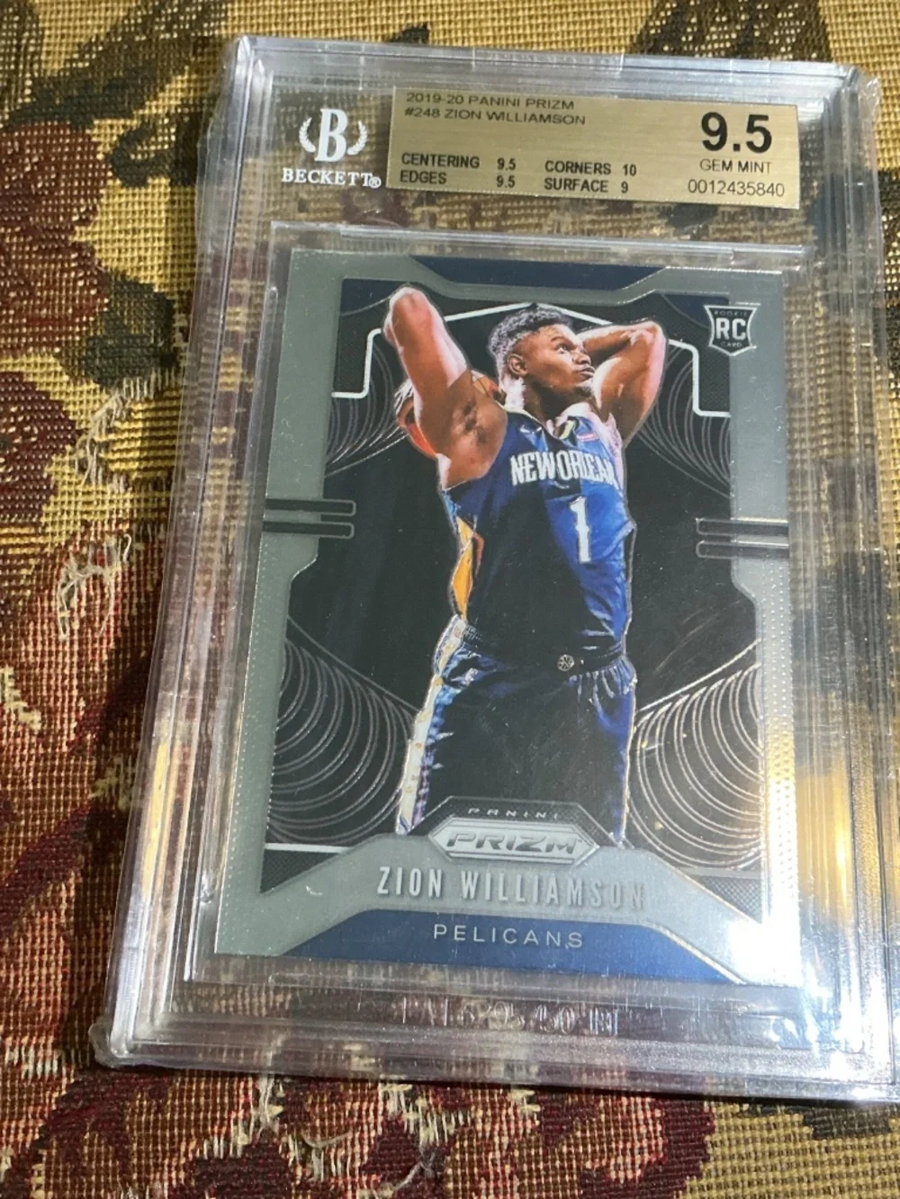 Zion Williamson 2019-20 Panini Prizm Rookie #248 Graded BGS 9.5 GEM MINT